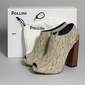 Pollini Platform Block Heel Booties Women US 6.5 7